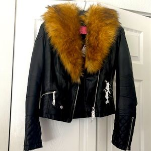 Azalea Wang Faux Fur Moto Jacket